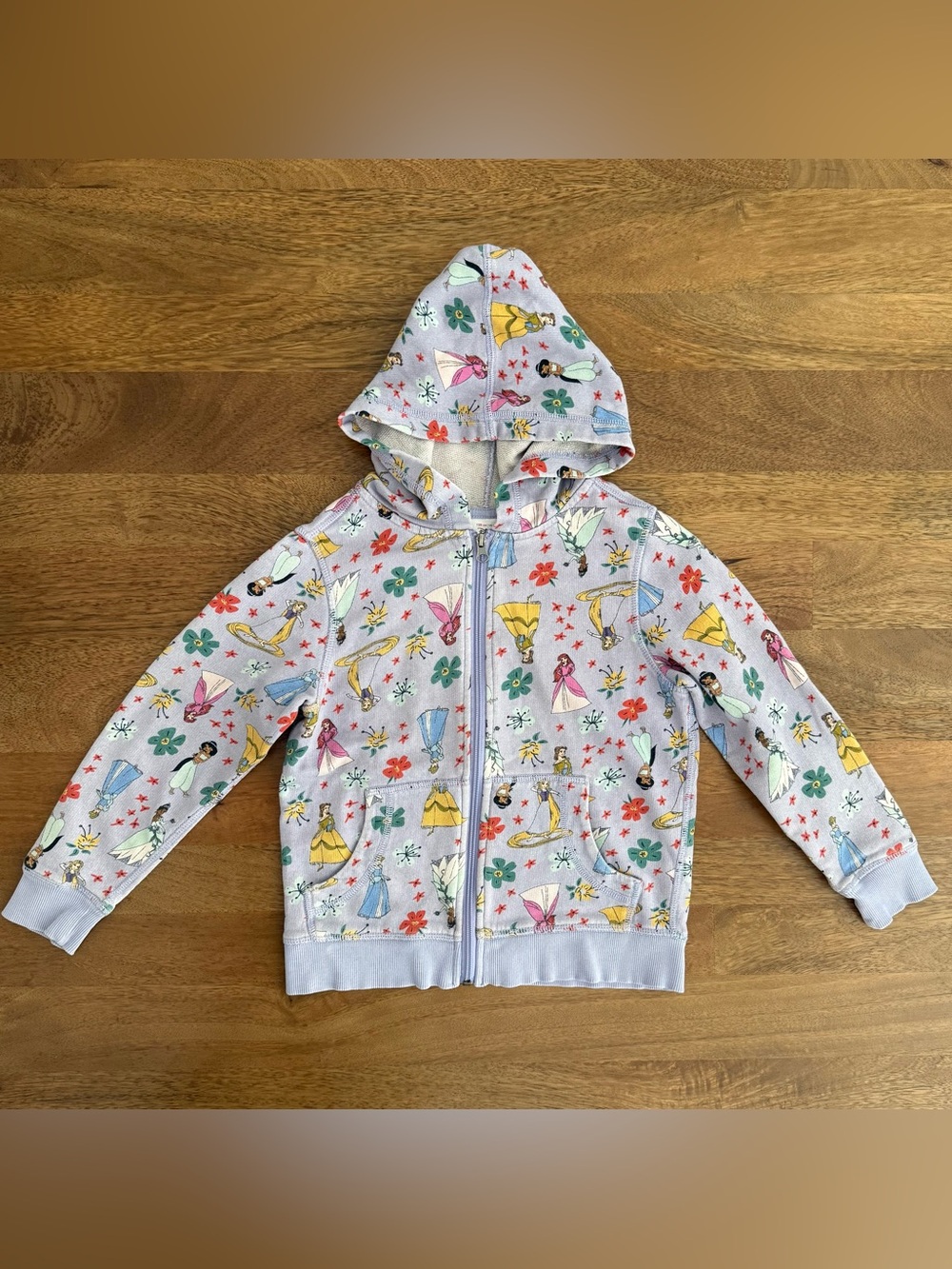 Hanna Andersson Disney Girls Lavender Princess Print Zip-Up Hoodie